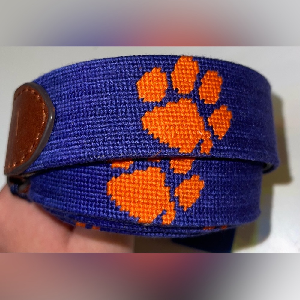 University of Clemson Smathers and Branson needlepoint belt- size 40-42